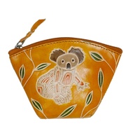 Diwana Dreaming Genuine Curved Leather Coin Purse (11cm x 7.5cm) - Gumleaf Guardians
