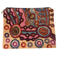 Umoona Aboriginal Art Cotton Canvas Cosmetic/Utility Case (22cmx17cm) - Rocks and Waterholes