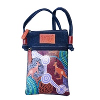 Waterhole Journey [Denim] Leather/Canvas Compact Sling/Shoulder Bag (19cm x 13cm) - Patricia Fatt 