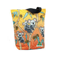 Yakinno Gunditjmarra Dreaming Cotton Canvas Tote Shopping Bag (36cmx39cmx11cm) - 	 Gunditjmara Koalas