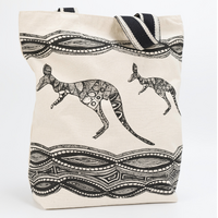 Yakinno Gunditjmarra Dreaming Recycled Cotton Canvas Shopping Bag (36cmx40cm) - River Kangaroos