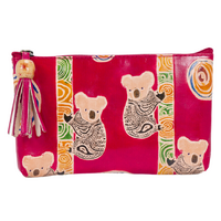 Yakinno Gunditjmara Dreaming Genuine Leather Small Vanity Case (18cm X 11cm) - Koala Mates (Red)