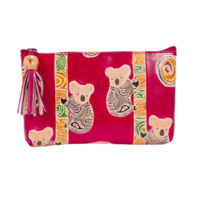 Yakinno Gunditjmara Dreaming Genuine Leather Small Vanity Case (18cm X 11cm) - Koala Mates (Red)
