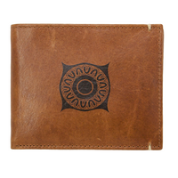 Yakinno Gunditjmara Dreaming Premium Buff Leather Men's Wallet (11cm X 9cm) - Elders of the Tribe