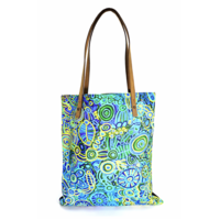 Better World Aboriginal Art Printed Cotton Canvas Shoulder Tote Bag (43cm x 38cm) - Ngarrindjeri Country (2)
