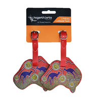 Hogarth Aboriginal Art 2pce Luggage Tag Set (Map) - Kangaroo Journey