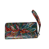 Caroline Numina Aboriginal Art Large Zipped Wallet - Bush Leaves Medicine