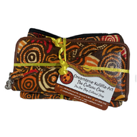 Jijaka Aboriginal Art Large Zipped Wallet and Cosmetic Bag 2pce Giftset- Riverstones