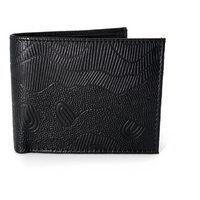 Better World Aboriginal Art Men's Leather Wallet - Sandhills (Black)