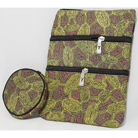 Yijan Aboriginal Art 3 Zip Bag + Coin Purse Set - Women Travel Dreaming (Green)