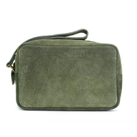 Better World Aboriginal Art Men's Suede Embossed Toiletry Bag - Sandhills (Green)