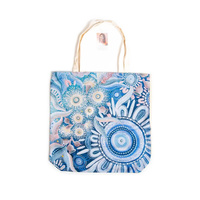 Chern&#39;ee Sutton Aboriginal Art Cotton Canvas/Hessian Tote Bag - Lilly Pilly