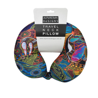 Justin Butler Aboriginal Art Travel Neck Pillow - Dingo and Kangaroo Storyline