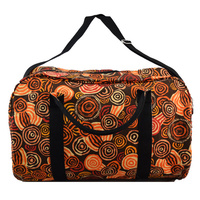 Jijaka Aboriginal Art Overnight Travel Bag - Riverstones (Orange)