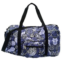 Jijaka Aboriginal Art Fold Up Duffel Bag - Riverstones (Purple)
