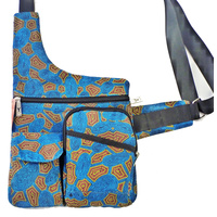 Yijan Aboriginal Art Sling Bag - Women Travel Dreaming (Turquoise)