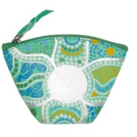 Gaye Ogilvie Aboriginal Art. Genuine Leather Coin Purse (12cm x 8cm) - Spring in the Murchison