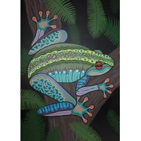 Green Tree Frog - Plato Aboriginal Art Wooden Frame Tray A3 Jigsaw Puzzle (24pce)