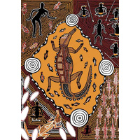 Plato Aboriginal Art A3 Wooden Jigsaw Puzzle (96 piece) - Crocodile Story