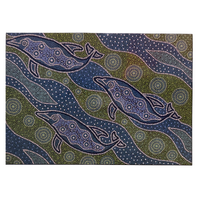 DOLPHIN FAMILY - Plato Aboriginal Art Wooden Frame Tray A3 Jigsaw Puzzle (24pce)