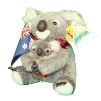 Australia Made Traditional Plush Toy - Koala &amp; Baby (9&quot;) with Flag