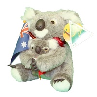 Australia Made Traditional Plush Toy - Koala & Baby (9") with Flag