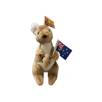 Kangaroo &amp; Joey (26cm) with Flag - Plush Toy
