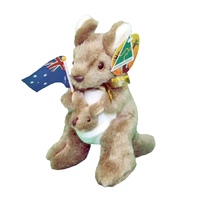 Plush Toy - Kangaroo &amp; Joey (21cm) with AusFlag