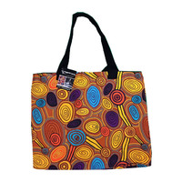 Hogarth Aboriginal Art Canvas Bag - Skipping Stones