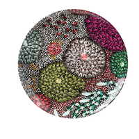 Coral Hayes Aboriginal Art 7.5&quot; Round China Plate - Gathering Bush Bananas