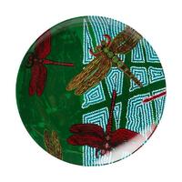 Sheryl J Burchill Aboriginal Art 7" Round China Plate - Dragonfly (Rainforest)