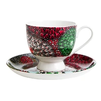 Coral Hayes Aboriginal Art Fine Bone China Tea Cup &amp; Saucer Set - Gathering Bush Bananas