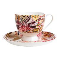 Jilamara Aboriginal Art Fine Bone China Tea Cup &amp; Saucer Set - Ningarti Mirrijini Kapiwarta