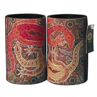 Tobwabba Aboriginal Art Neoprene Can Cooler - Male &amp; Female Goannas [1 ONLY)