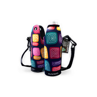 Bunabiri Aboriginal Art Neoprene Water Bottle Cooler - Water Forest Country