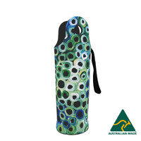 Utopia Aboriginal Art Neoprene Water Bottle Cooler - Soakage Green
