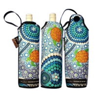 Bunabiri Aboriginal Art Neoprene Wine Bottle Cooler - Colours of the Reef