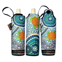 Bunabiri Aboriginal Art Neoprene Wine Bottle Cooler - Colours of the Reef