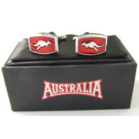 Australia Brand Cufflinks - Red Kangaroo (Rectangle Shape)