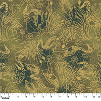 Brolga Dreaming (Green) - Aboriginal design Fabric