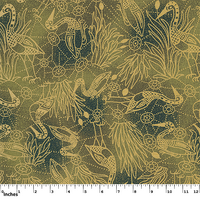 Brolga Dreaming (Green) - Aboriginal design Fabric