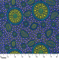 Bush Onions & Wild Flowers (Purple) - Aboriginal design Fabric