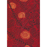 Bush Tucker (Red)  - Aboriginal design Fabric