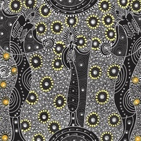 Dancing Spirit [Black] - Aboriginal design Fabric