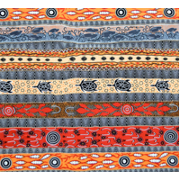 Dreaming In One (Flame Orange) - Aboriginal design Fabric