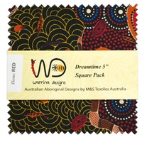 Dreamtime 5&quot; RED Fabric Pack (40) - Aboriginal design Fabric