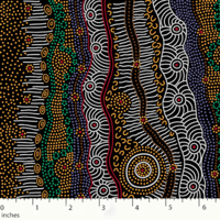 Gathering by the Creek (Brown) - Aboriginal design Fabric