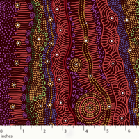 Gathering by the Creek (Burgundy) - Aboriginal design Fabric