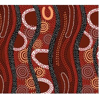Gathering by the River (Burgundy) - Aboriginal design Fabric