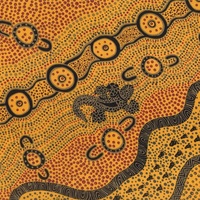Goanna Dreaming (Yellow) - Aboriginal design Fabric